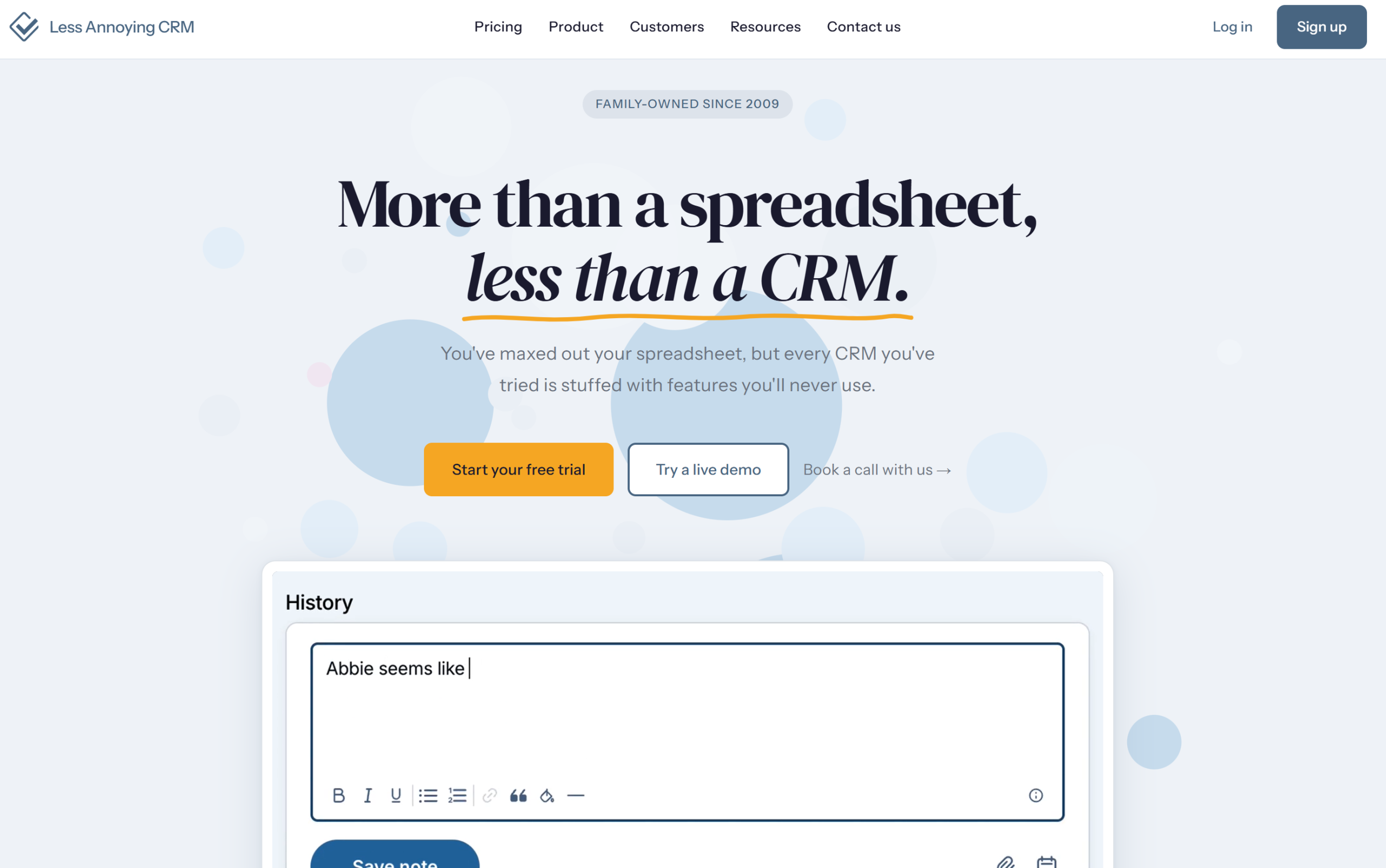 Illustration de Less Annoying CRM sur la page du deal de Freelance Stack