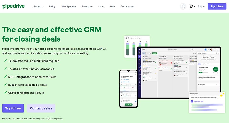 Illustration of PipeDrive on Freelance Stack's deal page
