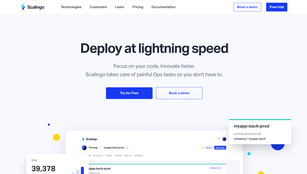 Illustration of Scalingo on the deal page of Freelance Stack