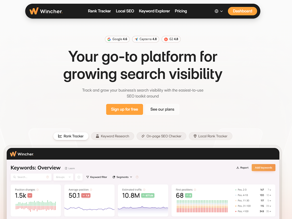 Illustration de Wincher sur la page du deal de Freelance Stack
