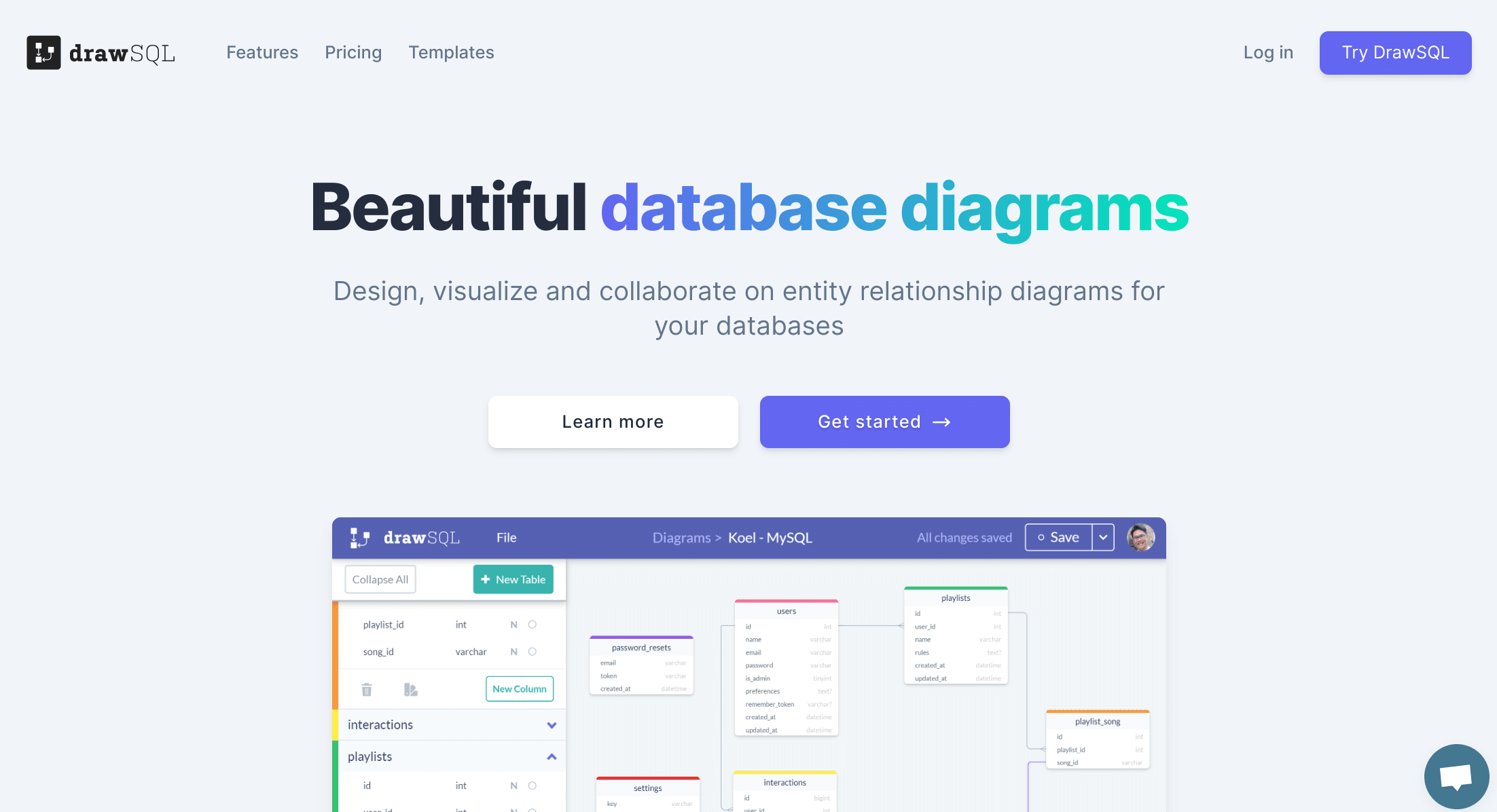 Illustration of DrawSQL on the deal page of Freelance Stack