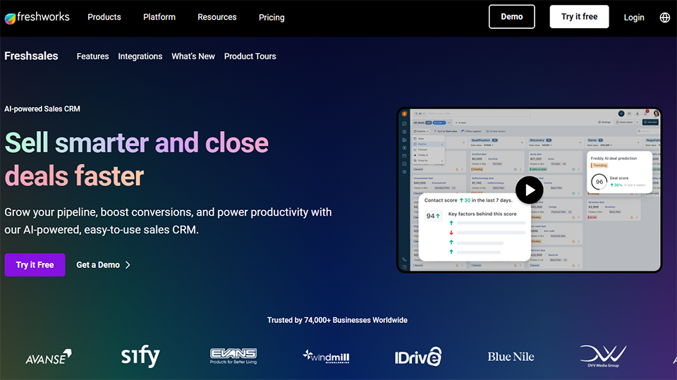 Illustration de Freshsales sur la page du deal de Freelance Stack