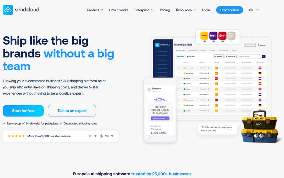 Illustration de SendCloud sur la page du deal de Freelance Stack