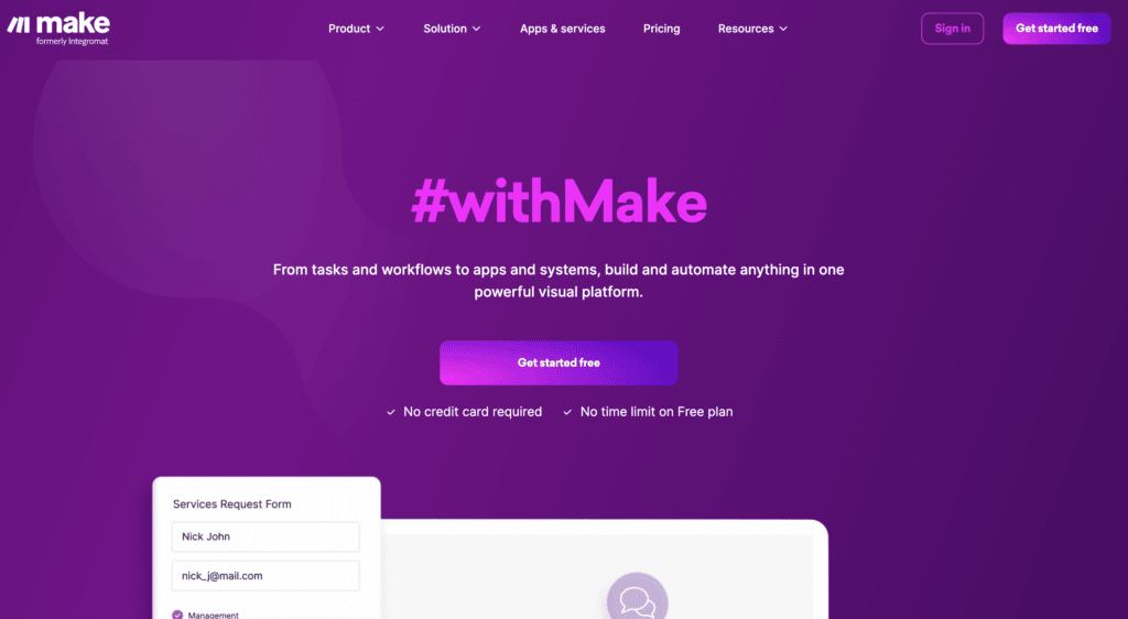 Illustration of Make on the deal page of Freelance Stack