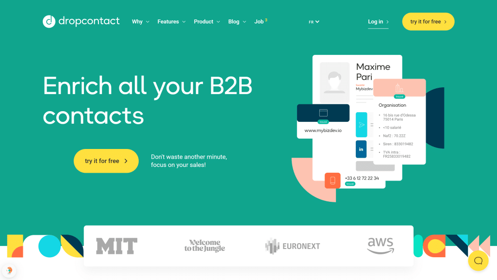 Illustration de DropContact sur la page du deal de Freelance Stack