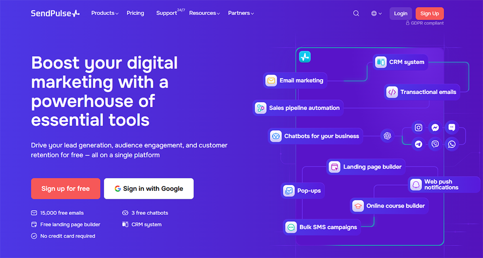 Illustration of SendPulse on Freelance Stack's deal page