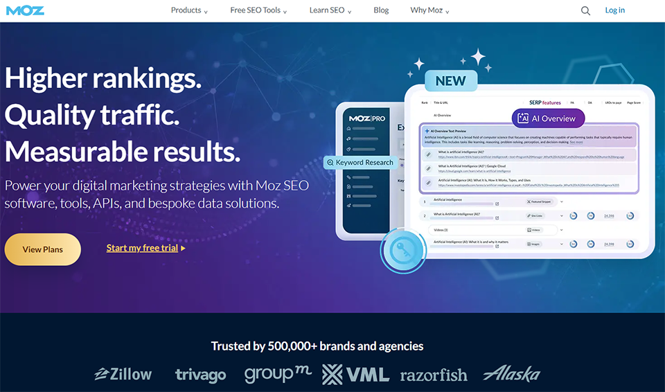Illustration de Moz SEO sur la page du deal de Freelance Stack