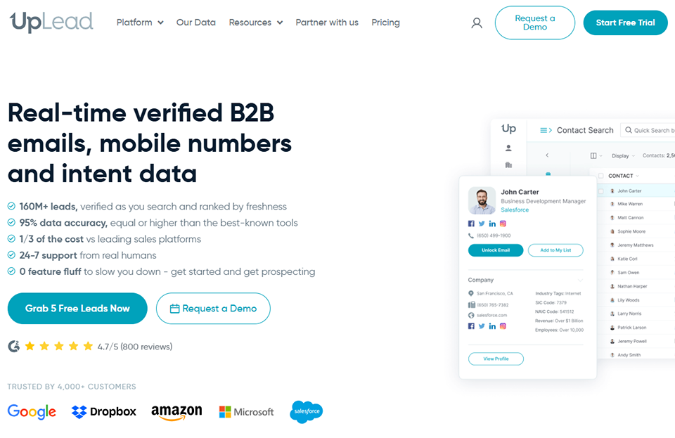 Illustration of UpLead on Freelance Stack's deal page