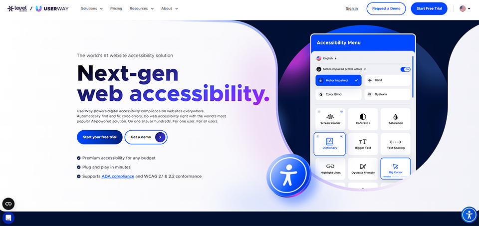 Illustration de Userway sur la page du deal de Freelance Stack