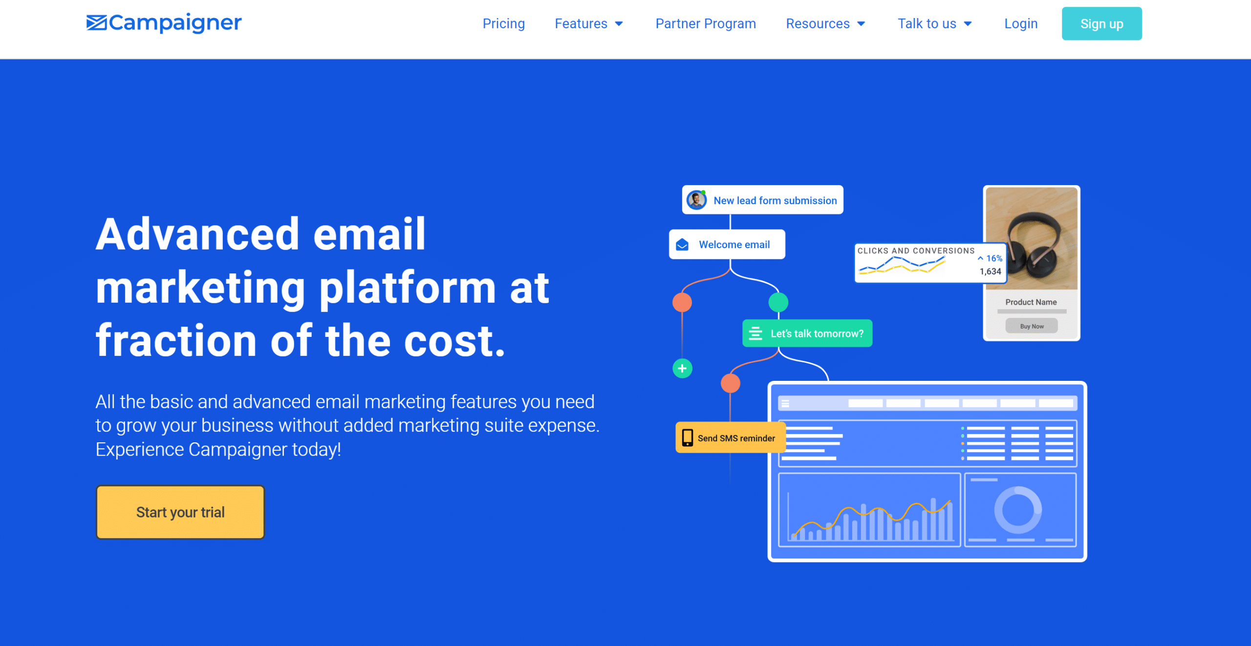 Illustration de l'outil Campaigner sur la page du deal de Freelance Stack