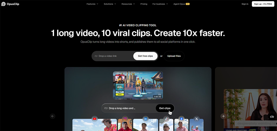Illustration de OpusClip sur la page du deal de Freelance Stack