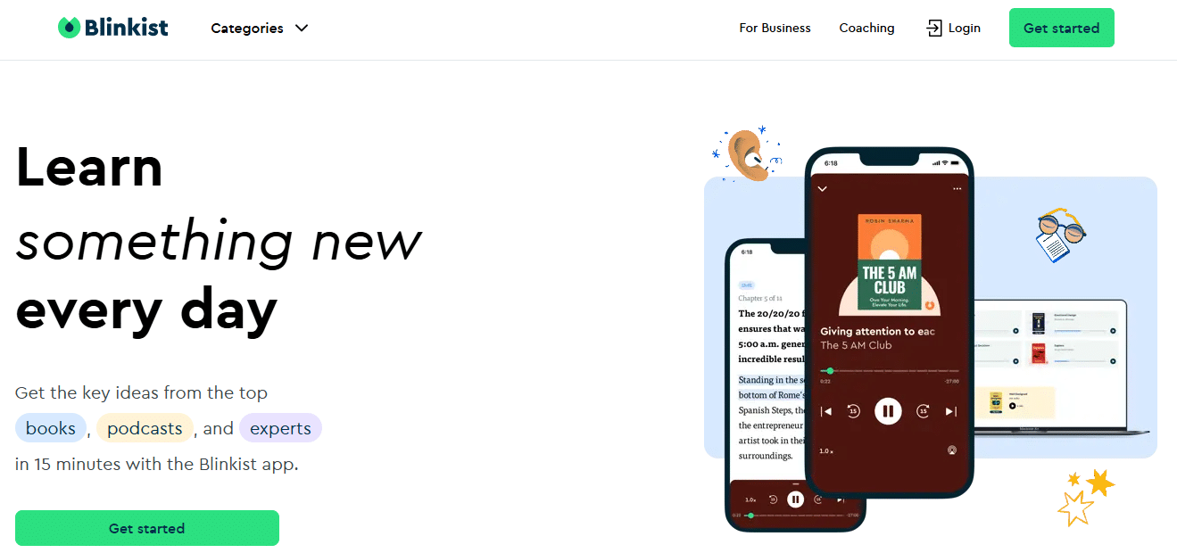 Illustration de Blinkist sur la page du deal de Freelance Stack