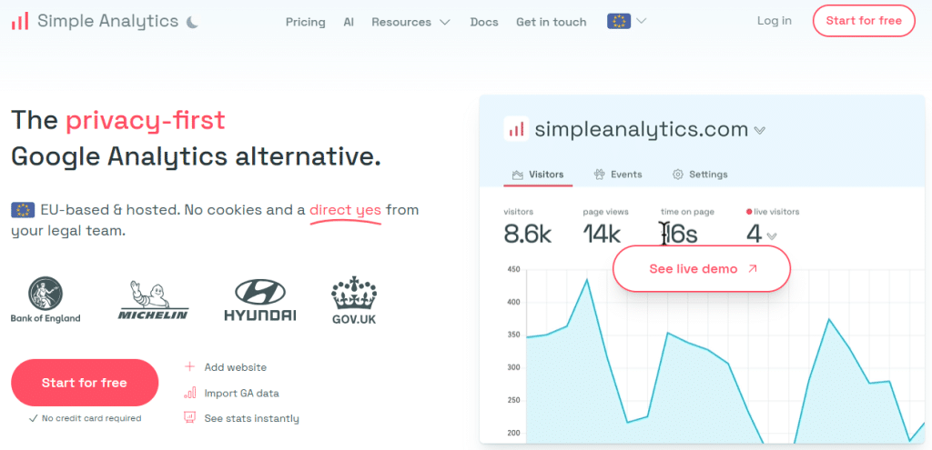 Illustration of Simple Analytics on Freelance Stack's deal page
