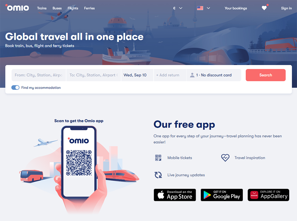 Illustration de Omio sur la page du deal de Freelance Stack