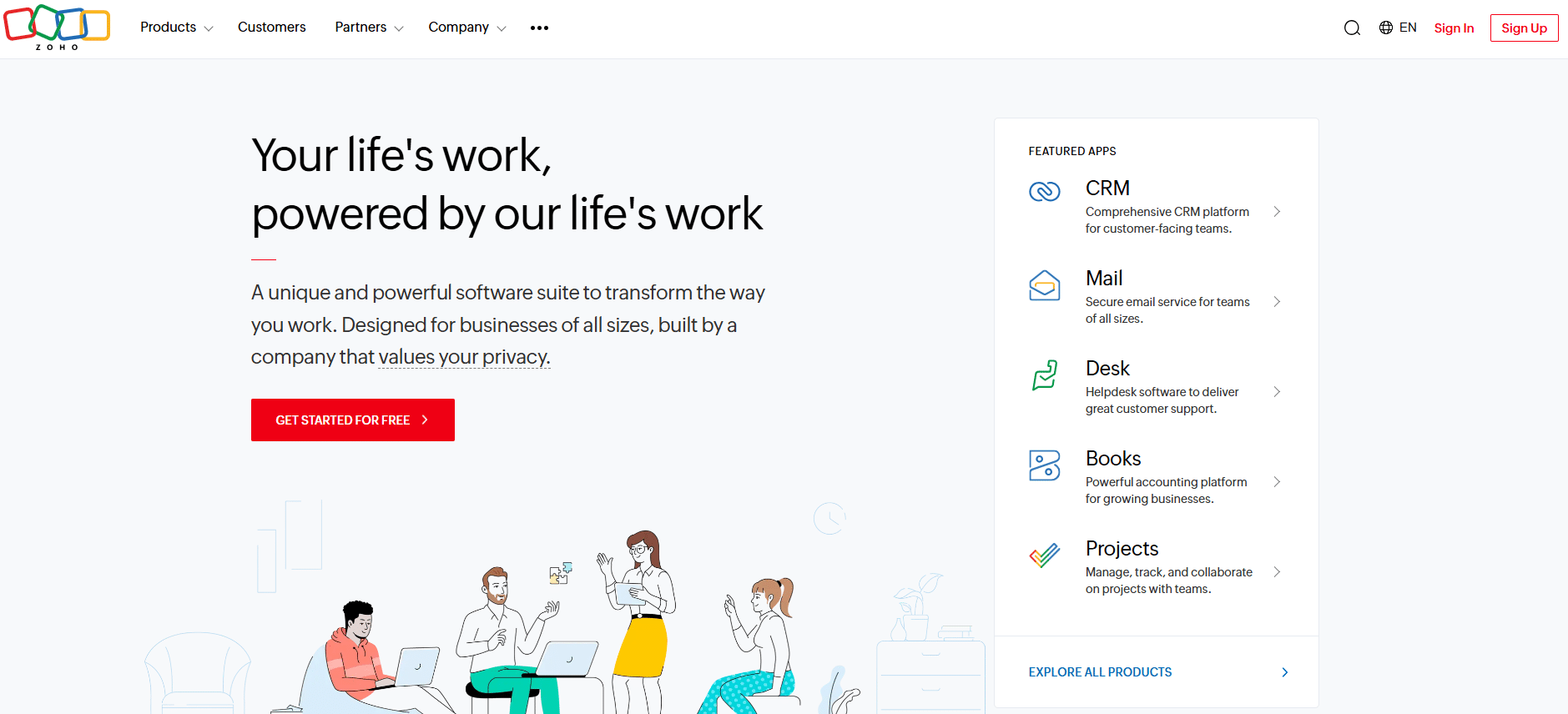 Illustration of Zoho on Freelance Stack's deal page