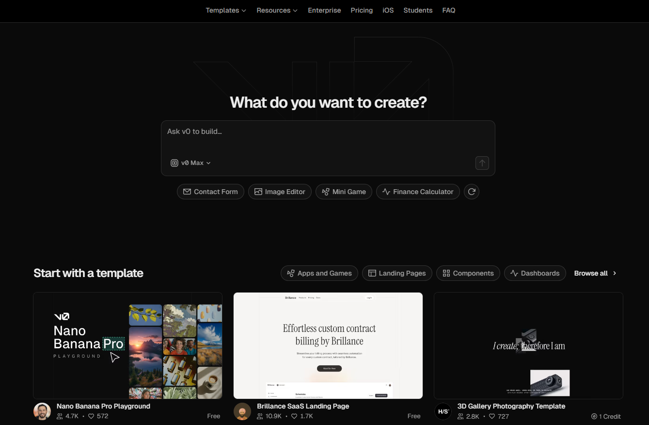 Illustration de v0 sur la page du deal de Freelance Stack