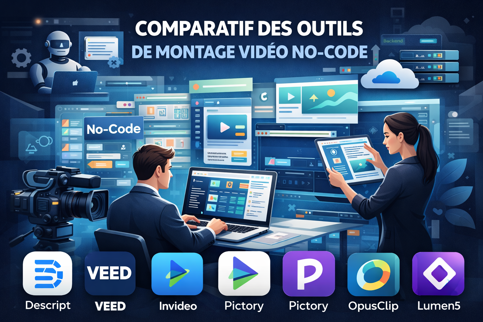 Visuel Comparatif complet des outils de montage vidéo No-Code