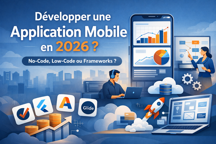 Illsutration article Les meilleurs logiciels pour développer une application mobile en 2026