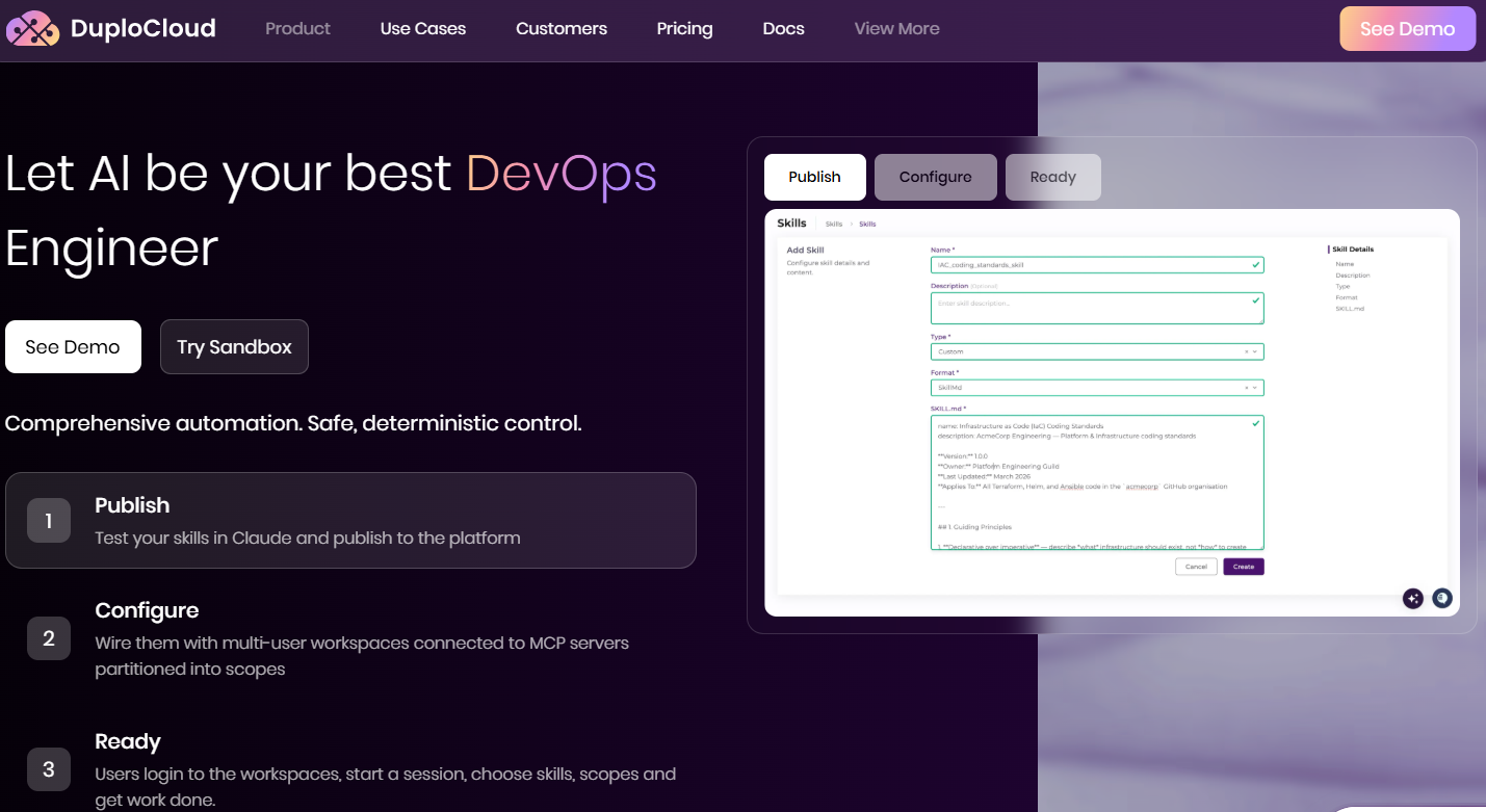 Illustration de DuploCloud sur la page du deal de Freelance Stack