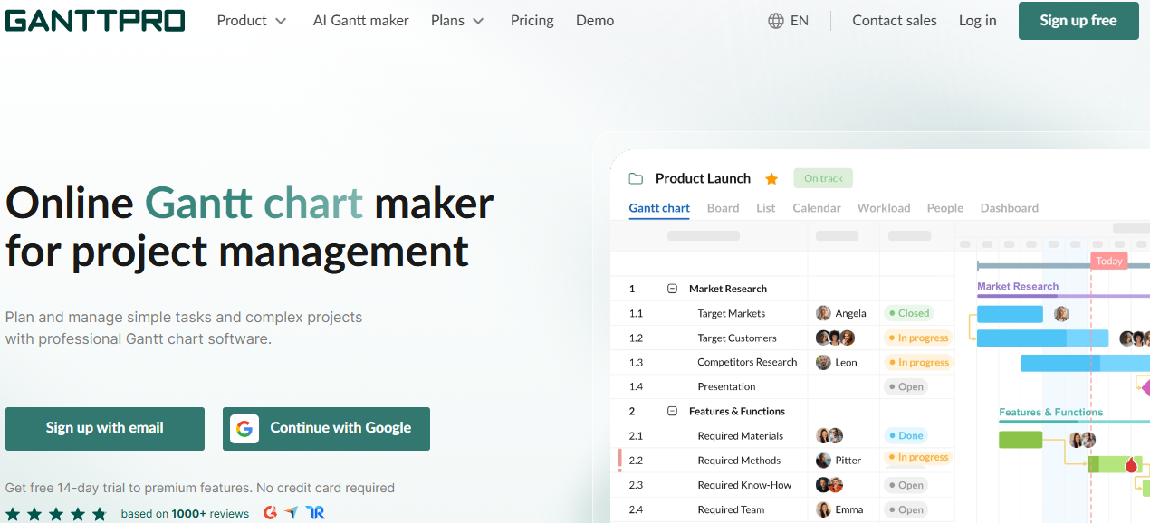 Illustration de GanttPRO sur la page du deal de Freelance Stack