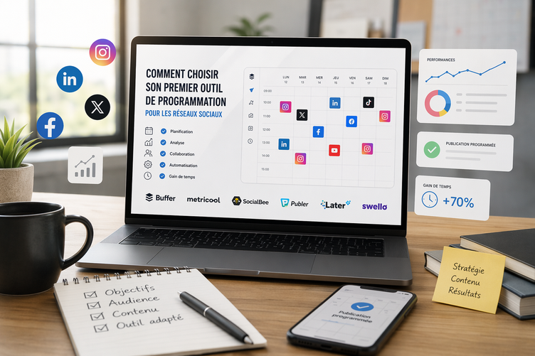 Visuel Guide simple : Comment choisir son outil de gestion pour les réseaux sociaux.