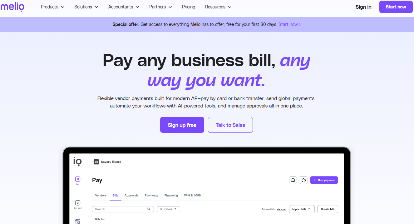 Illustration de Melio sur la page du deal de Freelance Stack