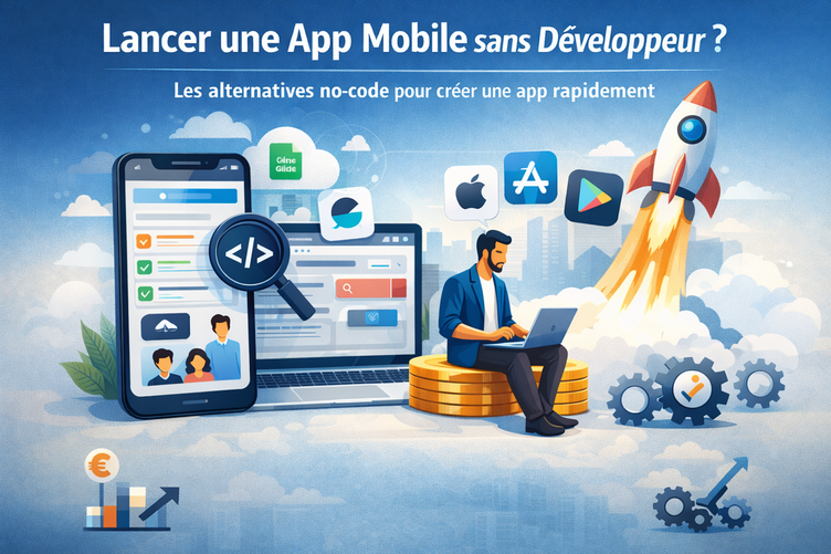 Visuel Les meilleures alternatives no-code pour lancer une app mobile rapidement
